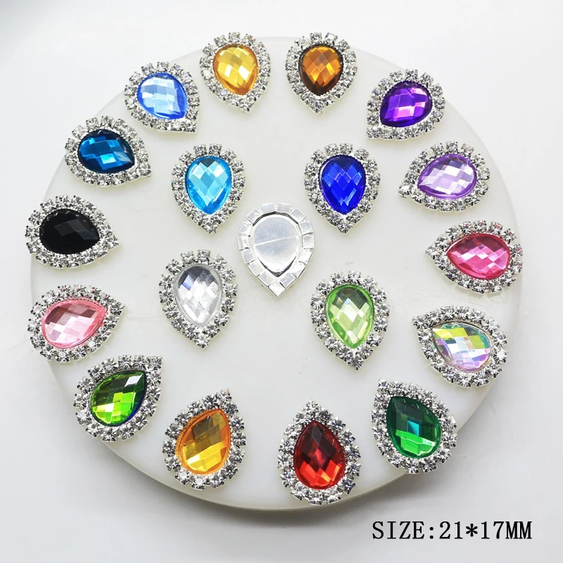 

TYNUOMI Hot 10pcs / lot21 * 17MM Dripping Diamond Acrylic Button Handmade DIY Clothing Sewing Craft Decoration Accessories