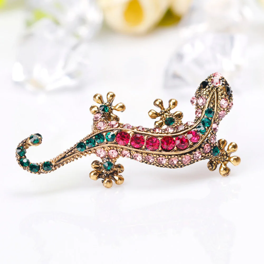 Fashion Cute Colorful Animal Gecko Brooches Alloy Crystal Women Brooch Pins Badges Romantic Wedding Valentine's Day Jewelry Gift |