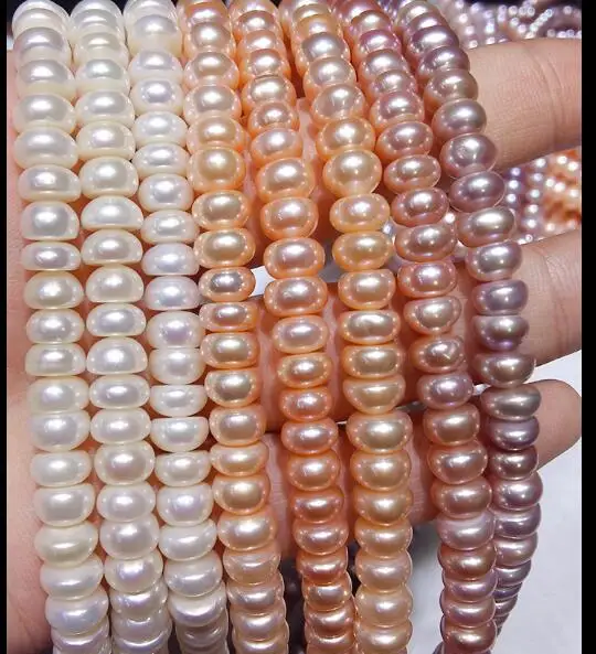 Натуральный жемчуг AAA 7x8 мм белый розовый фиолетовый пресноводный жемчуг свободные бусины DIY подарок один прядь отверстие около 1 мм 37 см 15'