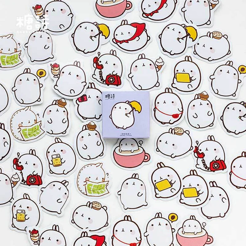 

45 Pcs/Box Cute cartoon animal Fat rabbit mini paper sticker package DIY diary decoration sticker album scrapbooking