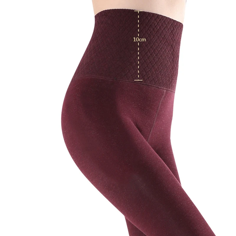 

ZJX Winter Women Leggings Warm Pants 10CM High Waist Thicken High Elastic Women's Warm Thermal Slimming Thick Thermos Pants