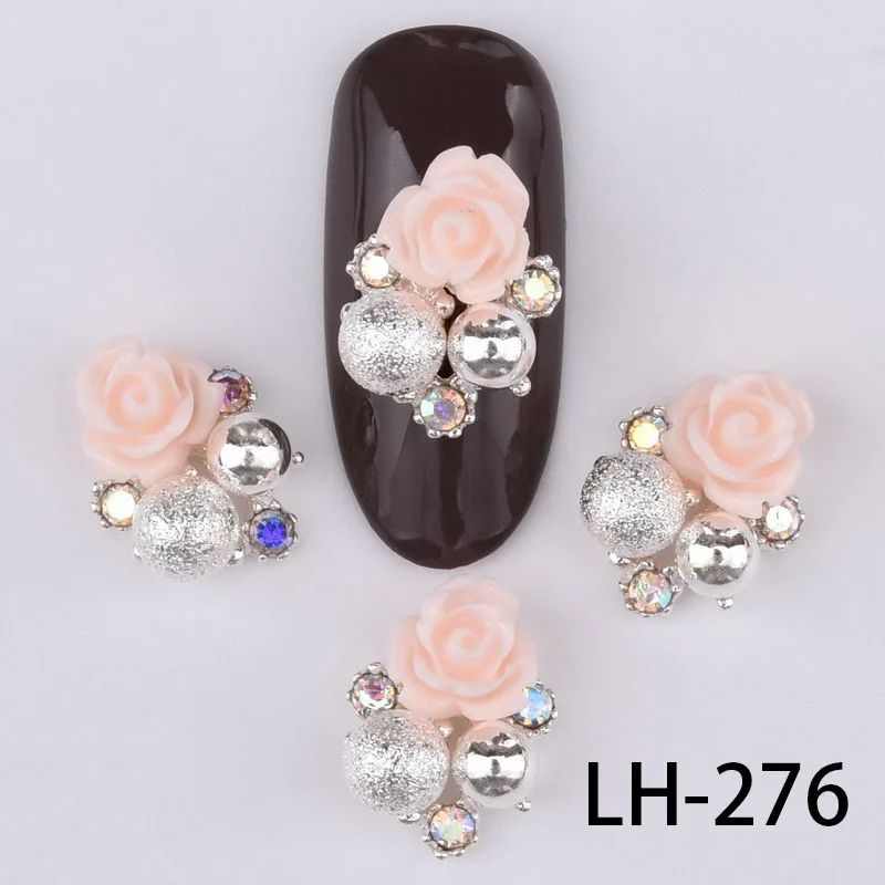 LH-276 10 шт. 3D Роза цветы водяной дрель жемчужный дизайн ногтей украшения гламурный сплав ногти "сделай сам" аксессуары LH274-285 - Цвет: LH-276
