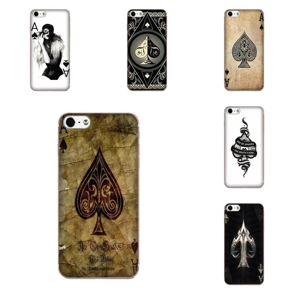 Мягкий чехол защитный Ace Of Spades из пакета игральных карт для Apple iPhone 4 4S 5 5C 5S SE 6 6S 7 8