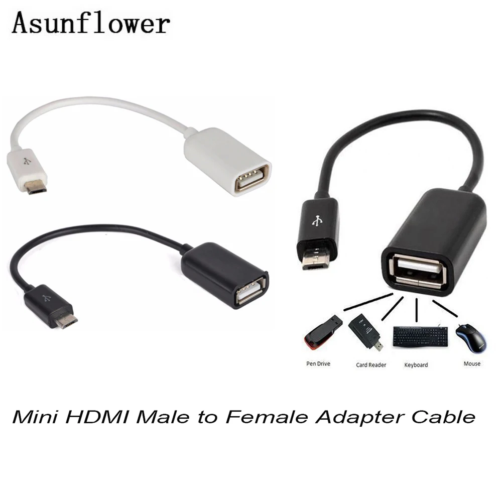Переходник Mini HDMI штырь гнездо с Micro USB на кабель OTG Go конвертер для цифровых камер