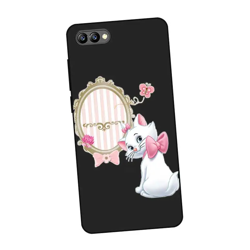 P114 Marie Cat Черный силиконовый чехол для huawei Honor 6A 6C 6X 7C 7X8 Lite Pro |