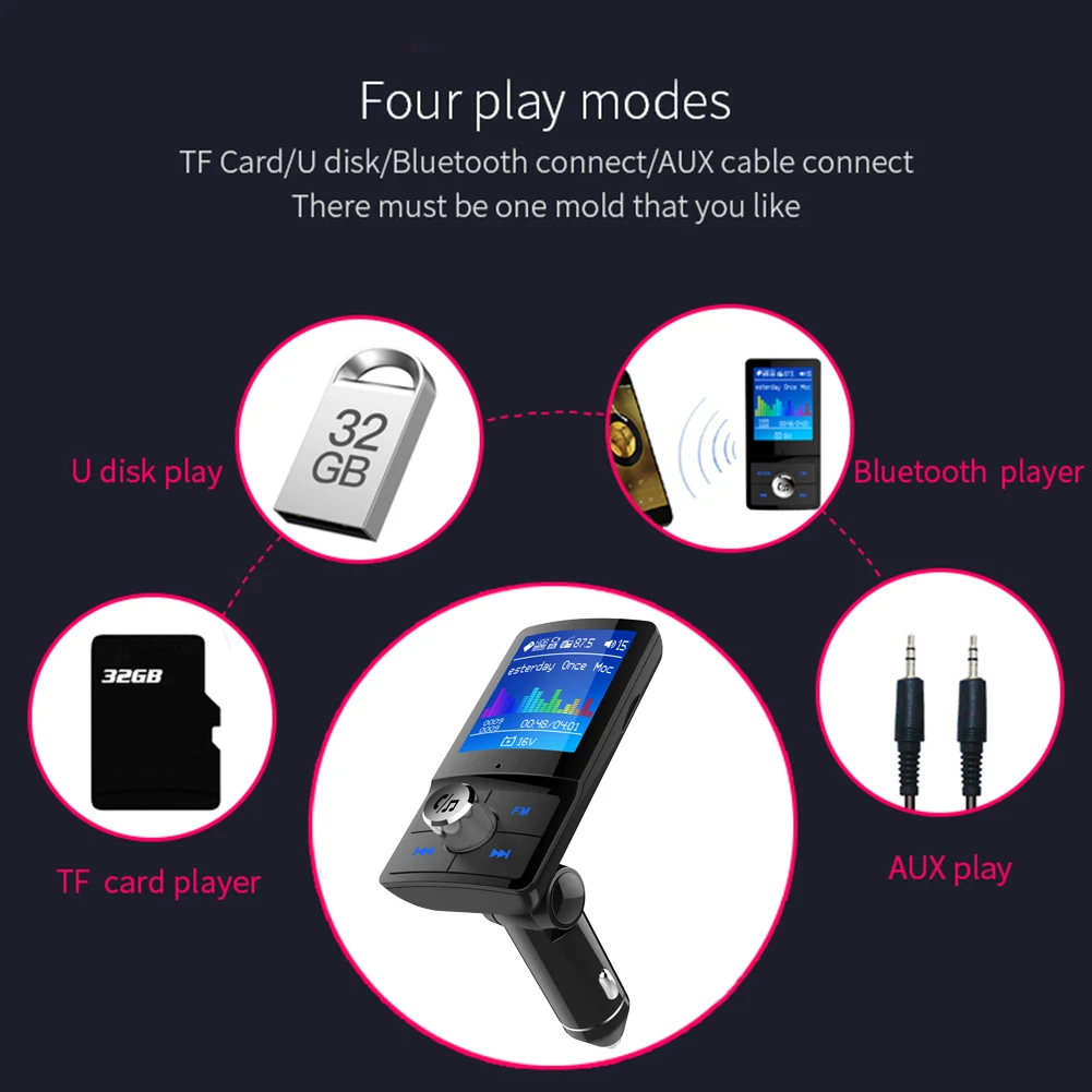 Новый BC45 Bluetooth FM передатчик Aux модулятор беспроводной громкой связи