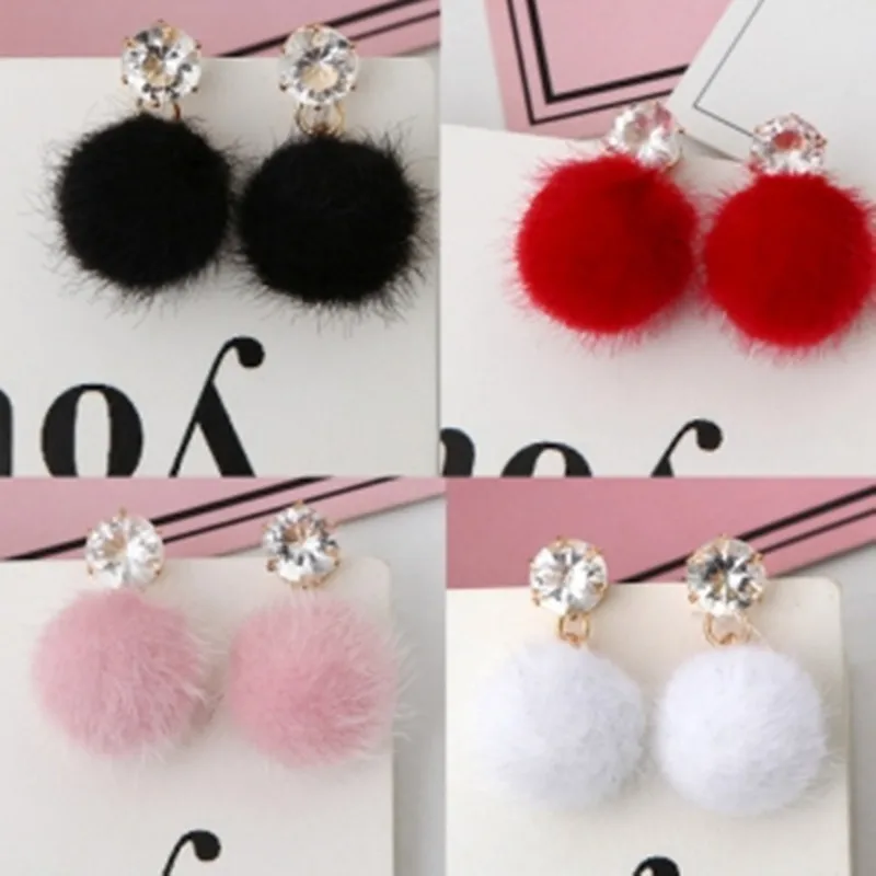 Серьги с красными кристаллами в Корейском стиле Короткие сетчатые серьги
