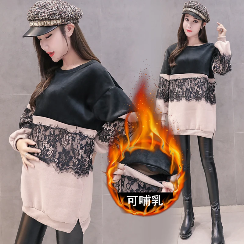 

Nursing Sweatshirt Hoodie Women Long Sleeve Breastfeeding Shirt Winter for Feeding Maternity Pregnancy Clothes Plus Size