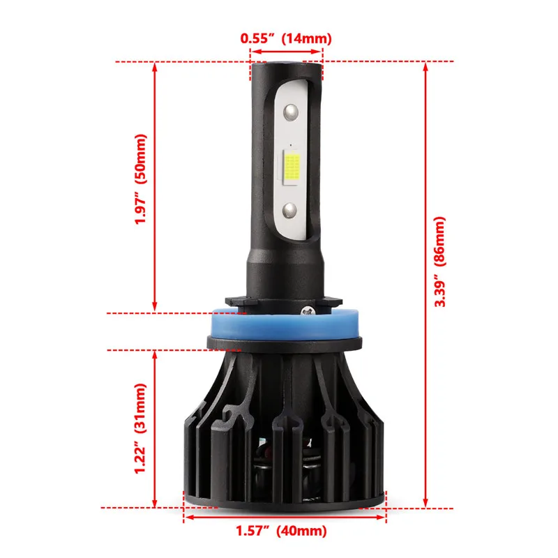 OSlamp 72 Вт COB Chips H11 светодиодные фары Blubs 6500K Автомобильные 8000лм Однолучевые DC12v 24v|h11