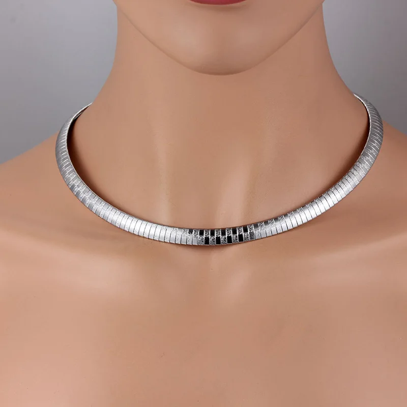 Серебряные/Золотые женские ожерелья из нержавеющей стали, ювелирные изделия, модные ювелирные изделия, ожерелья-чокер с массивным воротником, вечерние, подарок