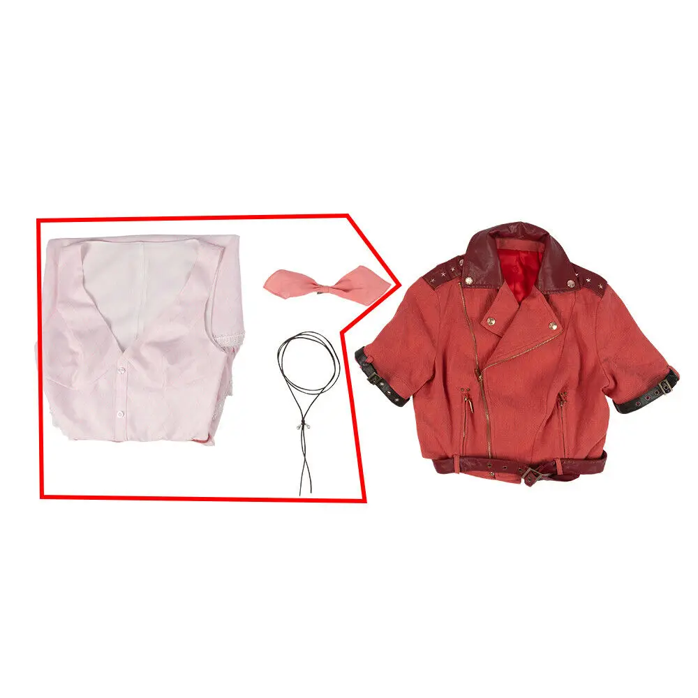 Final Fantasy VII Remake Косплей Aerith Gainsborough костюм игры FF7 женщин Хэллоуин платье COSPLAYONSEN - Цвет: Dress and accessory