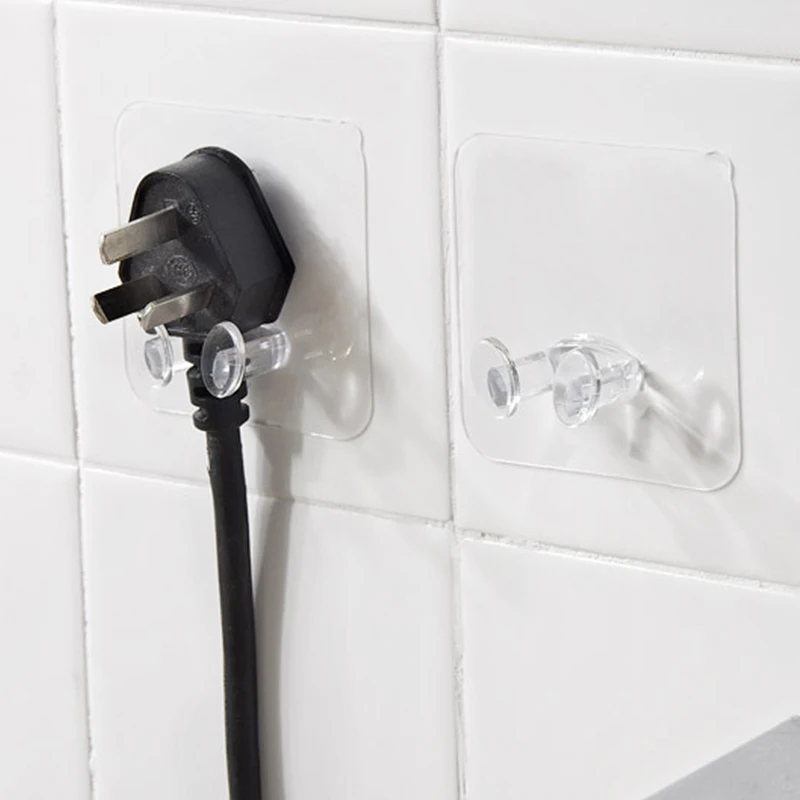2PCS/Pack Popular Office Powerful Plastic Hanger Adhesive Transparent Power Plug Holder Home Storage Hook | Дом и сад