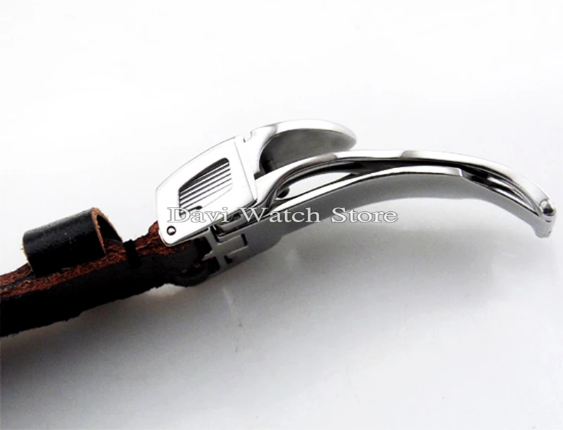 

22mm Corgeut genuine Leatherr Strap 316L Deployment Buckle watch Bands