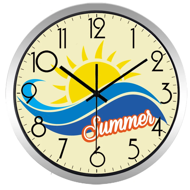 Summer Sun and Waves Wall Clock Creative Brief Living Room | Дом и сад