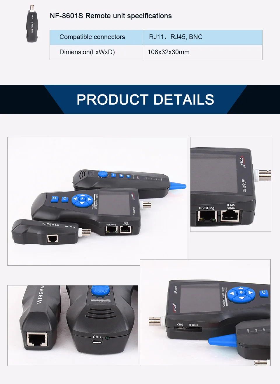 NOYAFA NF-8601S TDR тестер сетевой кабель тестер трекер RJ45 RJ11 lan длина кабеля телефонный трекер+ POE+ PING+ детектор напряжения