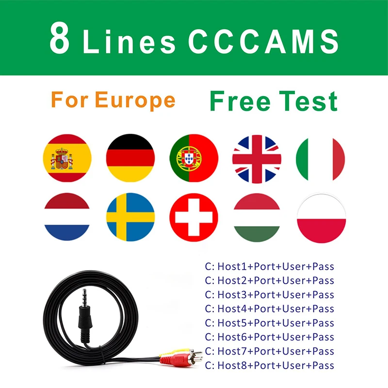Испания cccams cline на 1 год Европа espauna Германия Португалия Польша используется для freesat v7 DVB-S2 спутниковый ресивер 8 линий