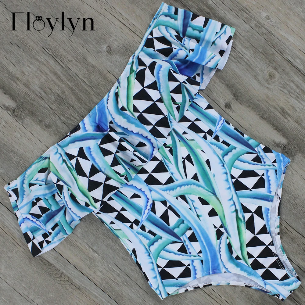 Сексуальный цельный купальник Floylyn 2017 женский боди с принтом монокини винтажный