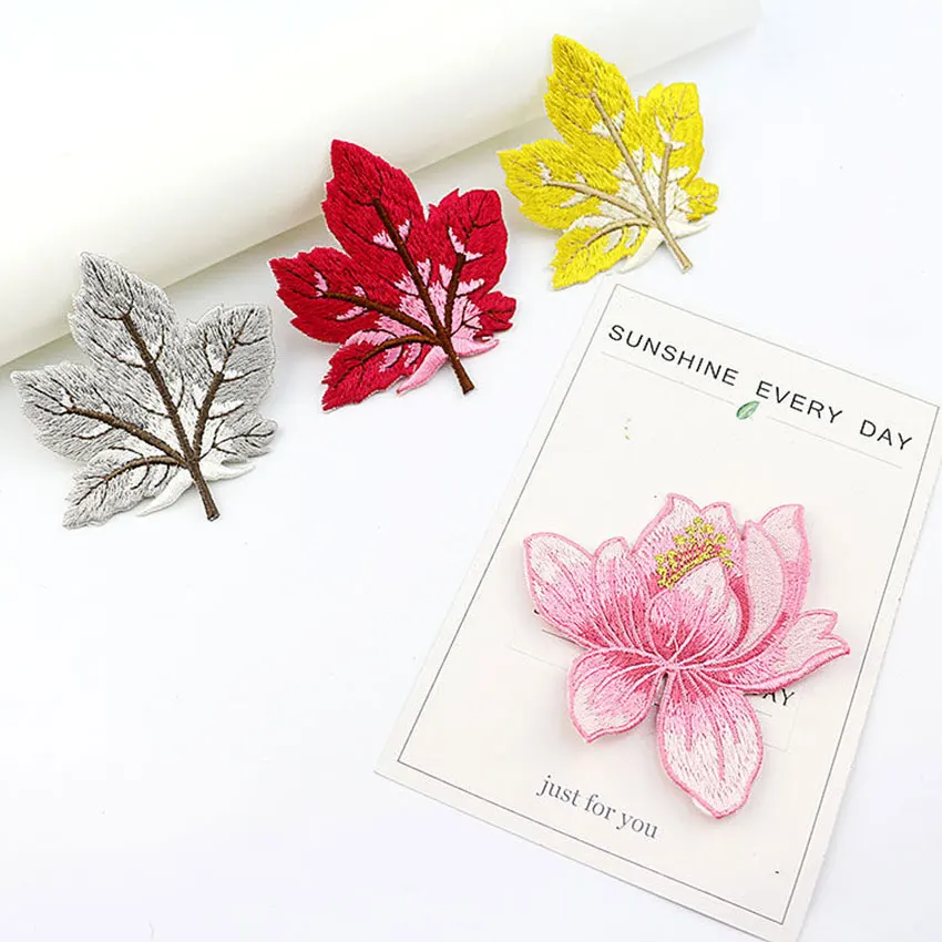 Лотос водяная Лилия многоцветная Цветочная аппликация листовая Одежда Вышивка