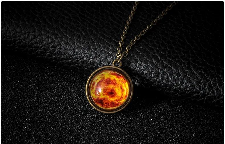 YWHL discount Store Fashion lovers galaxy nebula double-sided glass ball pendant necklace | Украшения и аксессуары