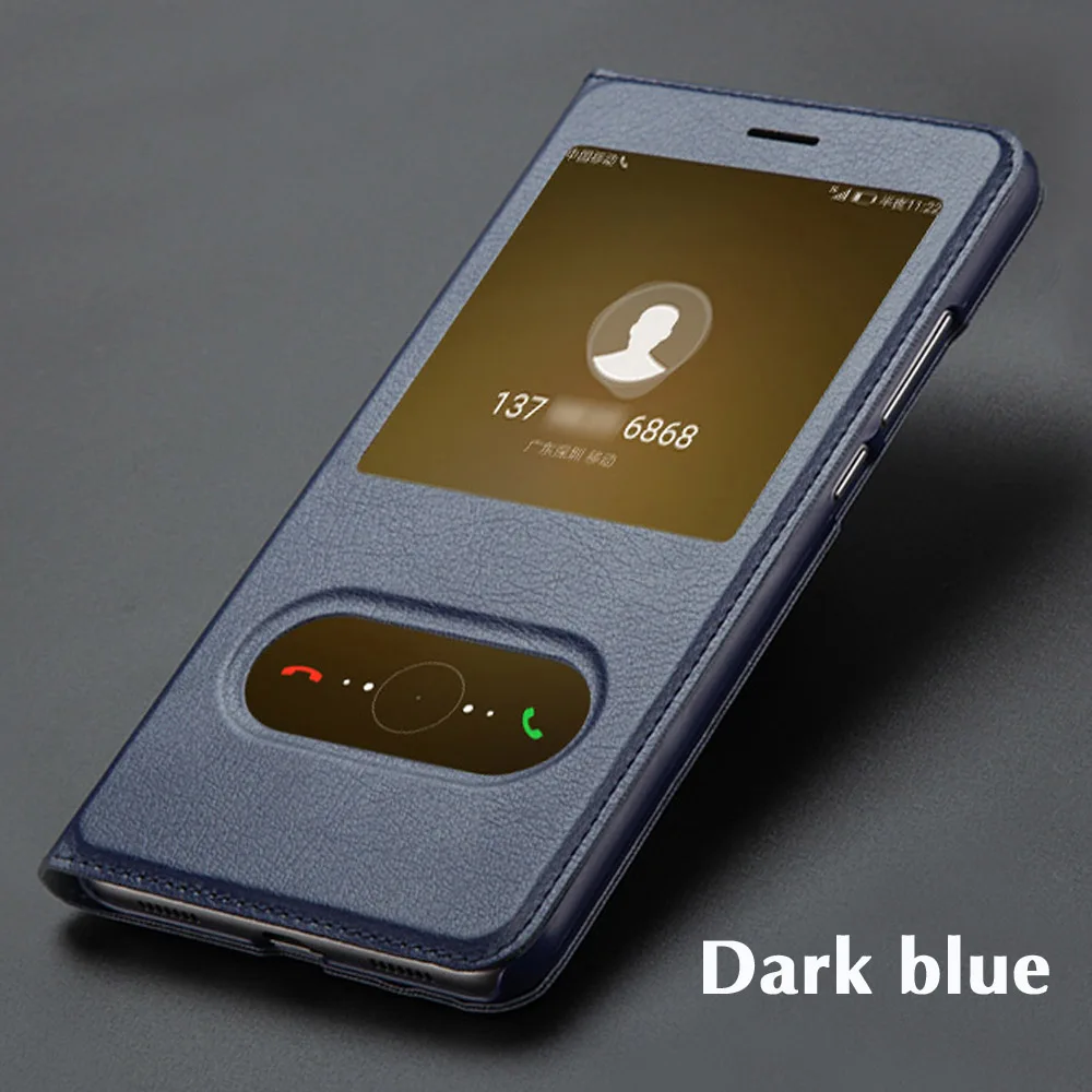 Dark blue Кожаный флип-чехол для телефона huawei Honor 9 Lite Honor9 Premium STF-L09 9lite чехол с окошком для huawei Honor 10 Honor10 чехол - Цвет: Dark blue