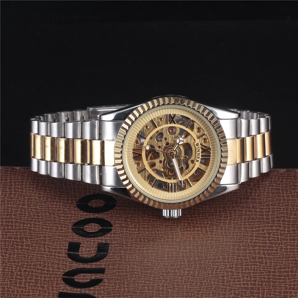 Элитный бренд Победитель Автоматические Часы Для мужчин золото Шестерни Дело