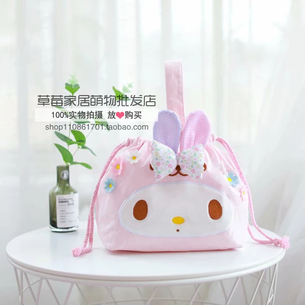 Мультфильм милый Sanrio, Hello Kitty с рисунками из мультфильма «My Melody Cinnamoroll Марка pom-Pom Purin холщовый мешок на завязках косметички сумки-косметички в подарок