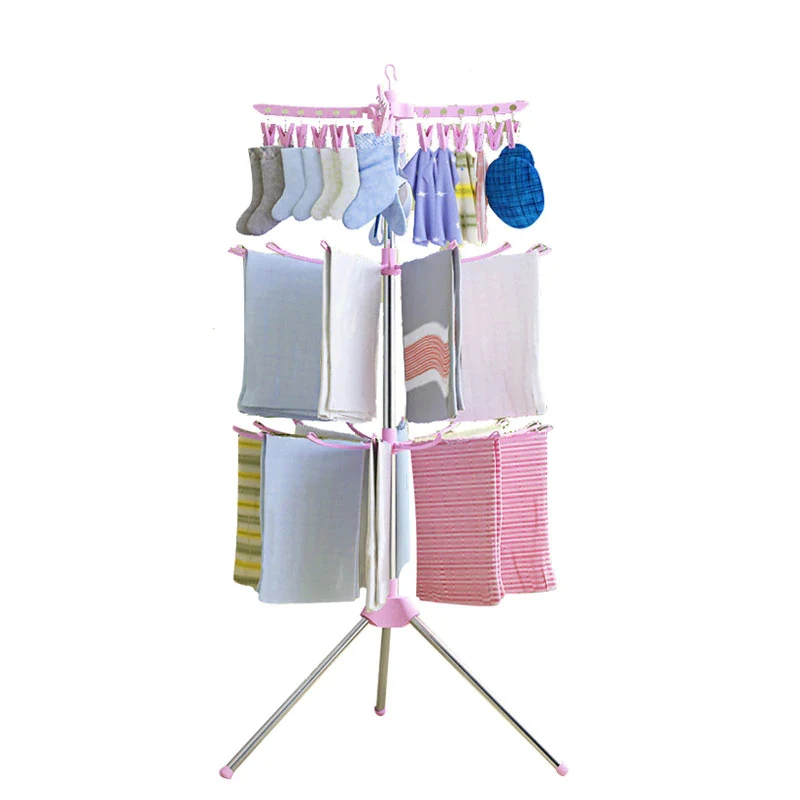 Simple Foldable Drying Rack Floor Folding Mobile Towel Rack Hanger Balcony Hanger Stand Indoor Sun Clothes Rack Furniture