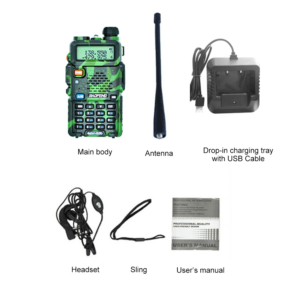 EU plug BAOFENG UV-5R портативная рация двухстороннее радио fm-приемопередатчик двухдиапазонный DTMF кодированный VOX сигнал тревоги светодиодный фонарик ключ замок - Цвет: EU plug