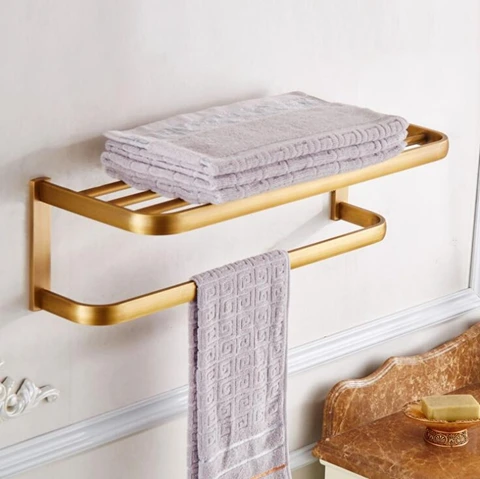 towel shelf Античный бронзовый набор аксессуаров для ванной комнаты держатель для мыла держатель для полотенец туалетная щетка держатель для туалетной бумаги EL2001 - Цвет: towel shelf