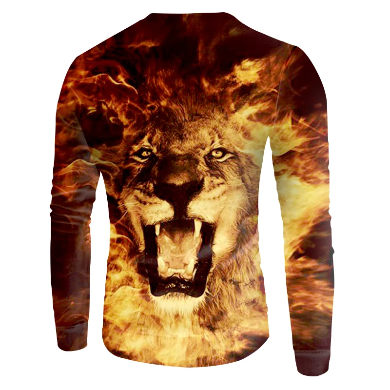 Пуловер OGKB женский свободный свитшот с 3D принтом тигра и пламени льва раков