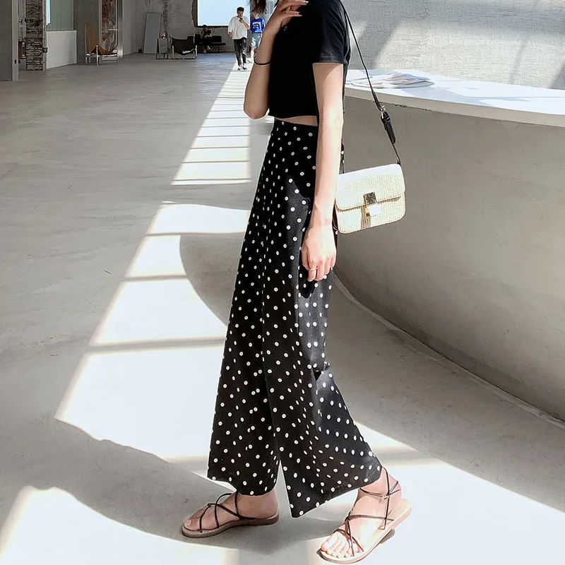 Брюки женские шифоновые в винтажном стиле свободные Узкие повседневные Прямые