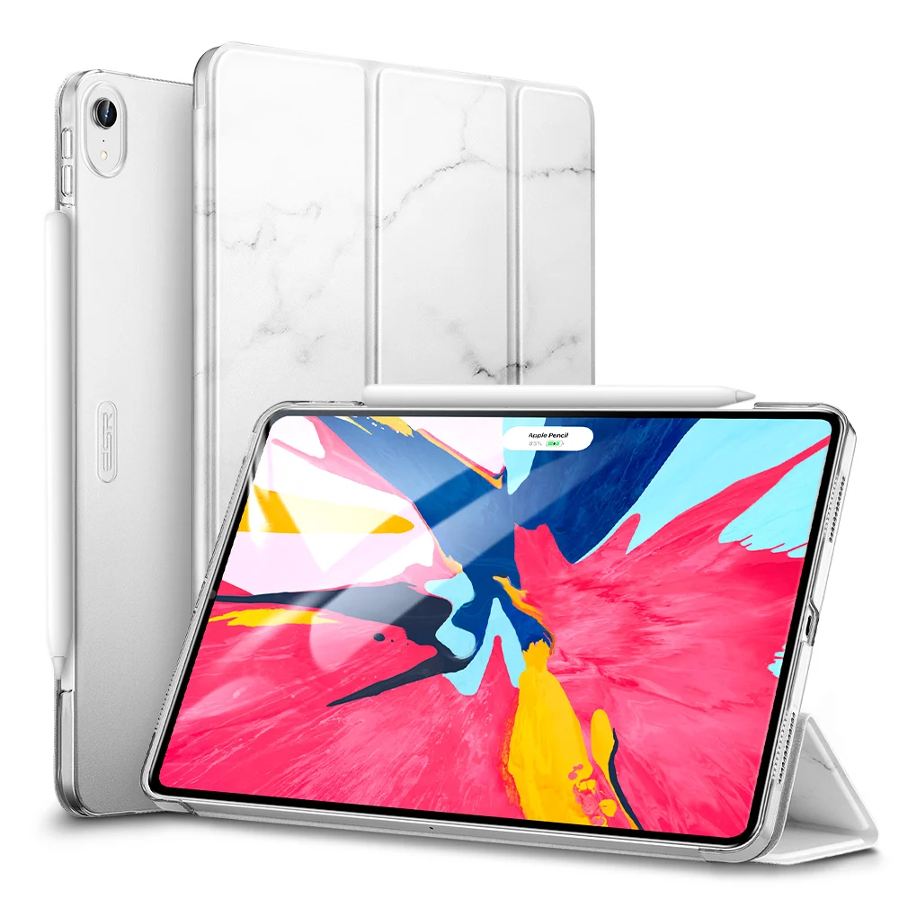 White ESR Чехол для iPad Pro 11 легкий умный трехслойный чехол из искусственной кожи твердая задняя крышка мраморный чехол для Apple iPad Pro 11 - Цвет: White