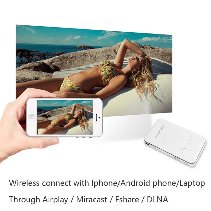 SmartIdea Android 7.1.2 5000 мАч ручной светодиодный мини-проектор, Wi-Fi, Bluetooth, DLP, 1080 P, проектор с поддержкой AirPlay Miracast AC3