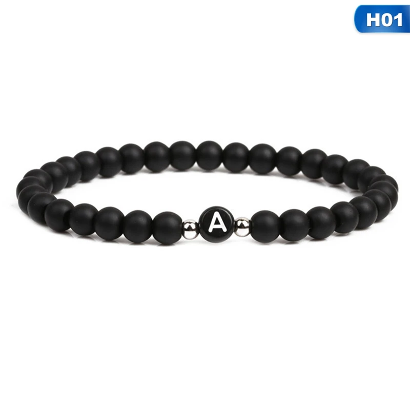 Матовые браслеты с буквами из 26 бусин для женщин и мужчин модные украшения