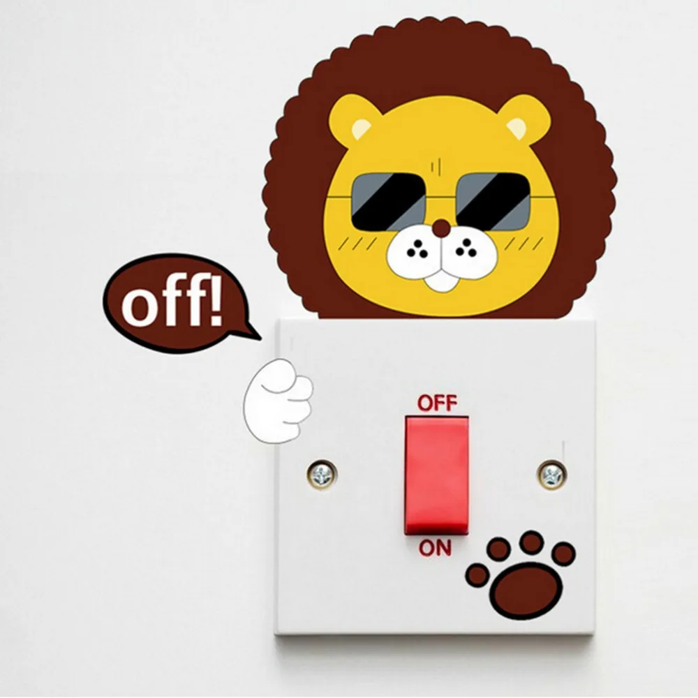 DIY Funny 11 Pcs/Set Kids Bedroom Decal Decor Cartoon Animal Panda Lion Frog Cat Switch Sticker Cute Living Room Wall Stickers | Дом и сад