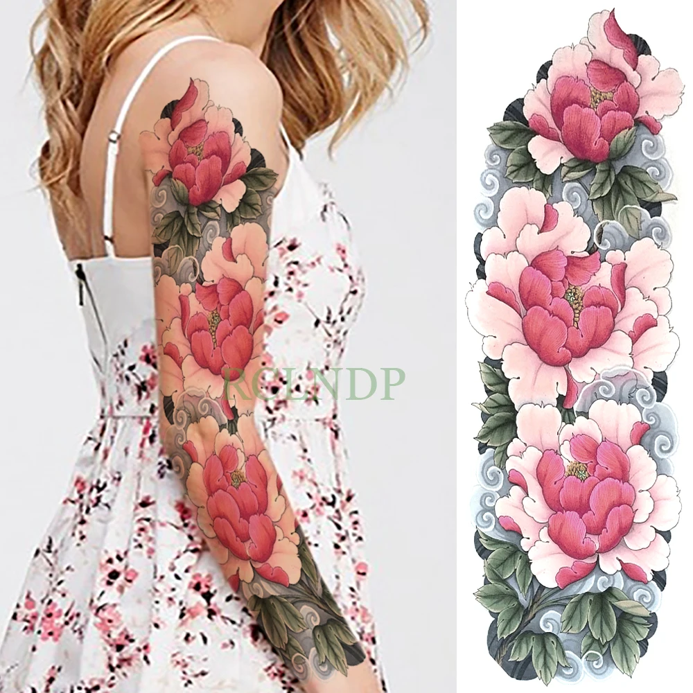 

Waterproof Temporary Tattoo Sticker Rose Flower full arm fake tatto Large size lady body art flash tatoo sleeve for girl women