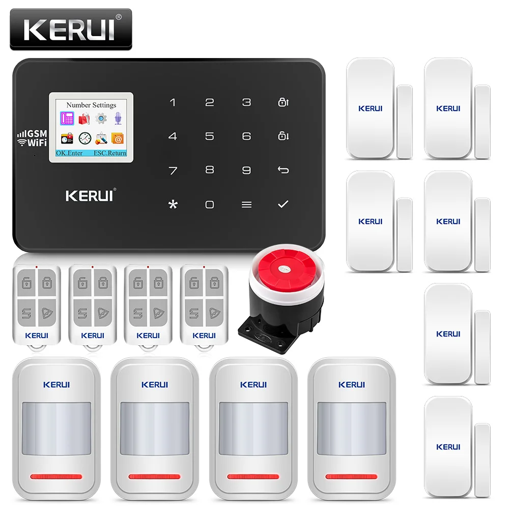 KERUI wifi GSM охранная сигнализация система SMS приложение управление домашний PIR детектор движения датчик двери сигнализация детектор сигнализация