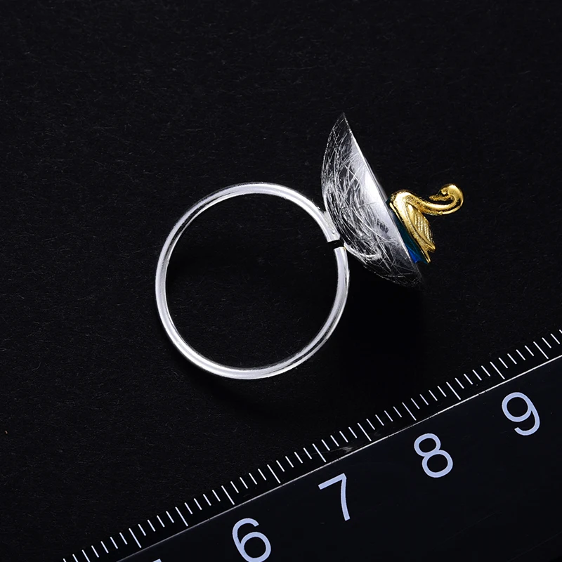 Lotus Fun реальные 925 серебро Fine Jewelry Природный творческий ручной работы дизайнера поэтический лебедь в море кольца для Для женщин bijoux