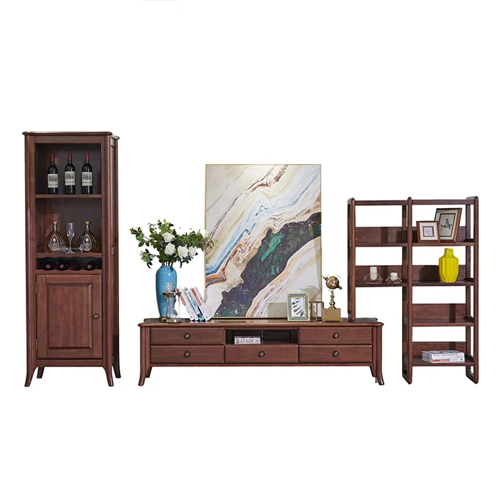 3Piecs set 3 шт. новые китайские из цельного дерева ТВ шкаф винный шкаф сочетание скандинавском стиле мебель для гостиной золотые сандалии деревянный шкаф - Цвет: 3Piecs set