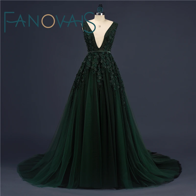 Темно-зеленый сексуальные кружева платья выпускного вечера Vestido де Novia бусы