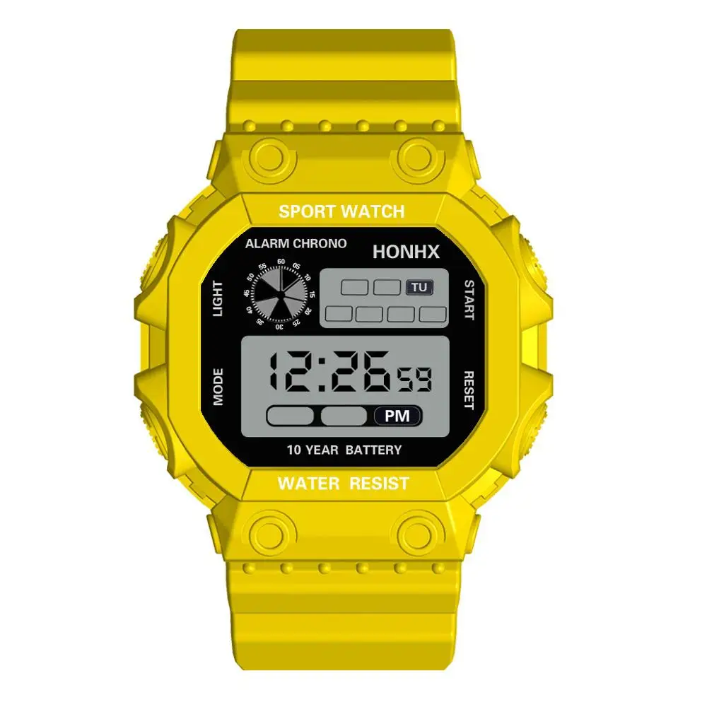 Yellow HONHX, мужские спортивные часы, аналоговые, цифровые, военный, светодиодный, водонепроницаемый, мужской будильник, наручные часы horloges vrouwen 618 - Цвет: Yellow