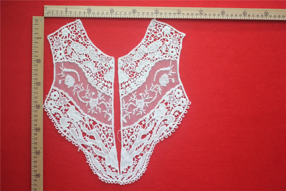 

Fabric Venise Lace Beautiful Flower Applique Lace Collar DIY Craft Collar Applique Patches Neckline Venise Lace Fabric