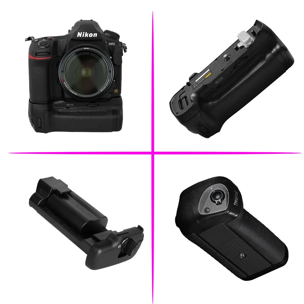 Pixel Vertax D18 Батарейная ручка для Nikon D850 Вертикальная съемка двойная клипса Макро