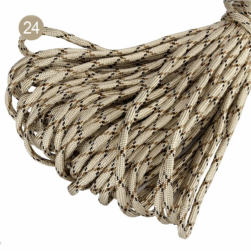 24 27 м 5 мм сплошной парашютный шнур шнурок Веревка 7 Core Strand Paracord для наружного кемпинга палатка скалолазание Пряжка браслет набор для выживания - Цвет: 24