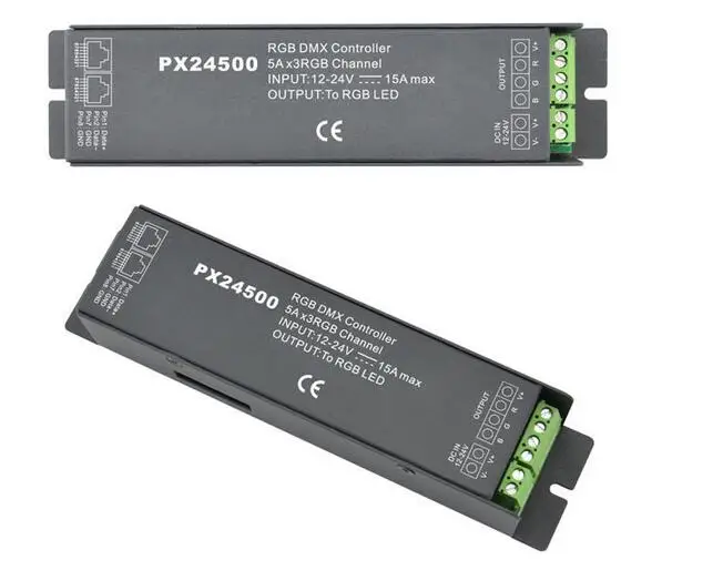 

High Power DMX Decoder Driver PX24500 RGB LED Controller RJ45 Interface for DMX512/1990 for LED Strip Light DC12V-24V