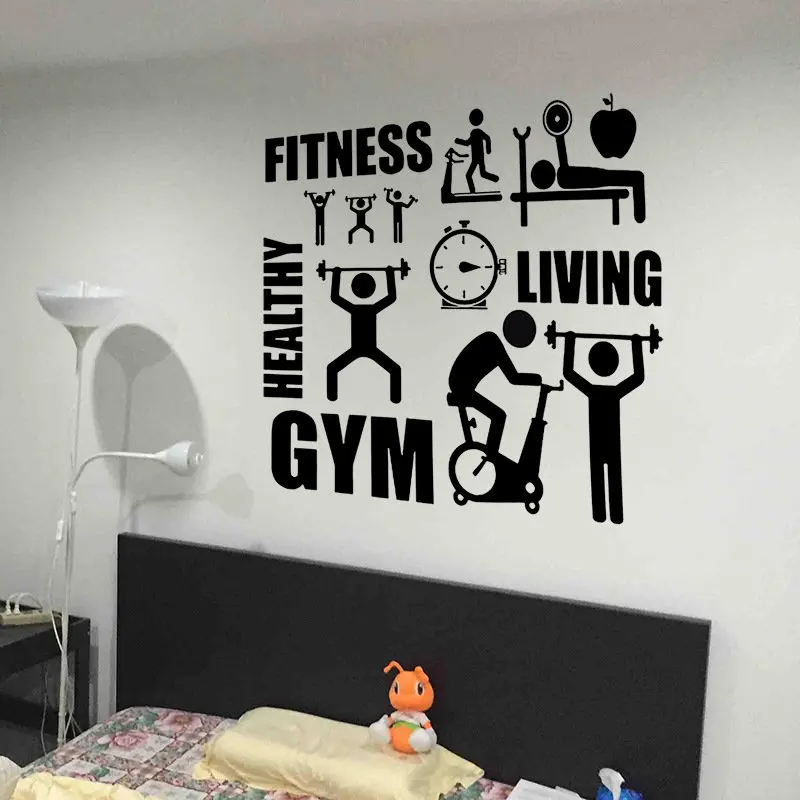 Тренажерный зал здоровый Wall Art Фитнес украшения комнаты Спортивная Наклейка на