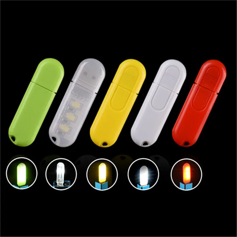 

1PC LED mini USB Lamp Bulbs Tubes Night light DC5V 3 led strip colorful Bulb PC Laptops Notebook Reading strip lamp