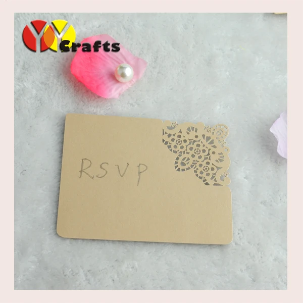 Свадебная открытка RSVP лазерная резка розовое золото для печати свадебная