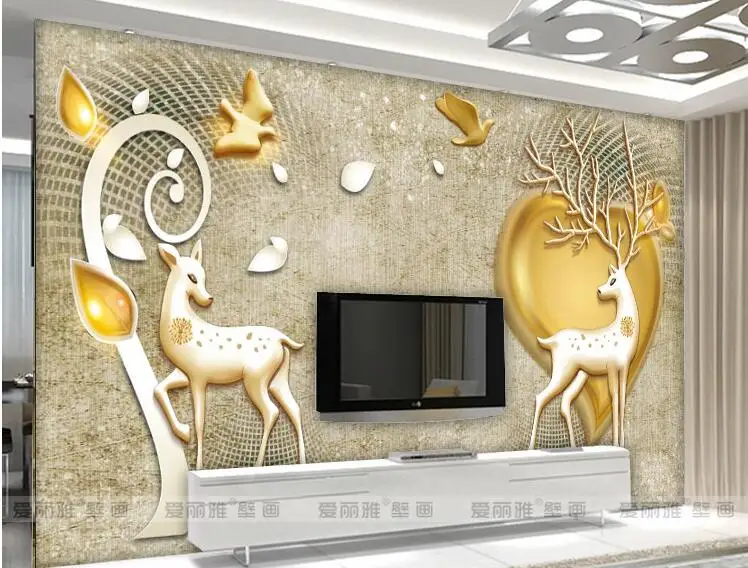 3D фотообои с изображением сердца Давида оленя трехмерные обои для гостиной
