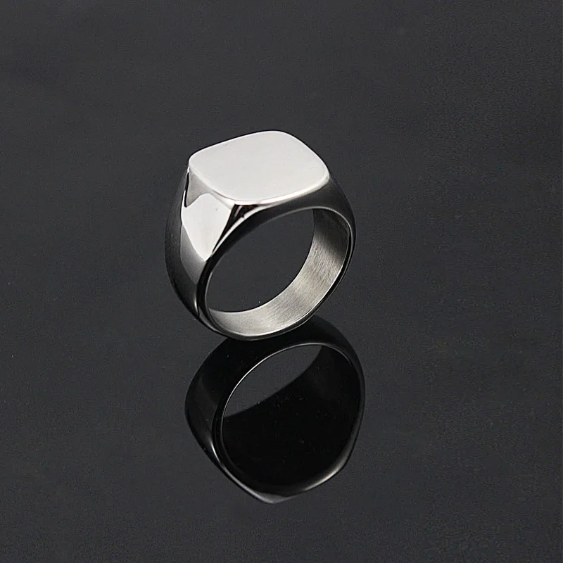 316L Stainless Steel Ring for Men Square Shiny Big Party Jewelry Women Gold or Silver Color Rings R10084|stainless steel ring|ring forrings men |